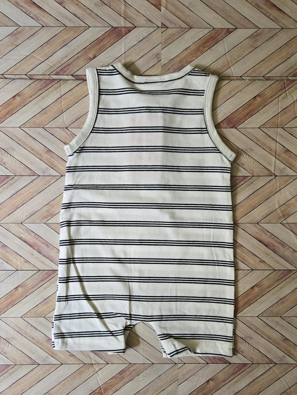 Baby Boy Black White Striped Romper Jumpsuit Short Sleeve Button-Up Outfit 0-3M